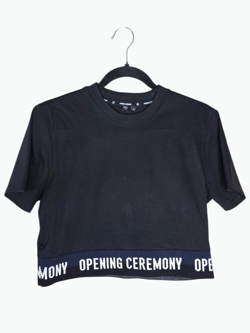 Opening Ceremony Black Cotton Crop Top Logo Elastic Band Women's XS